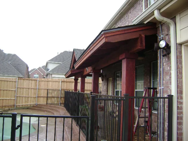 Patio cover flat with gable sunbusrt at ends